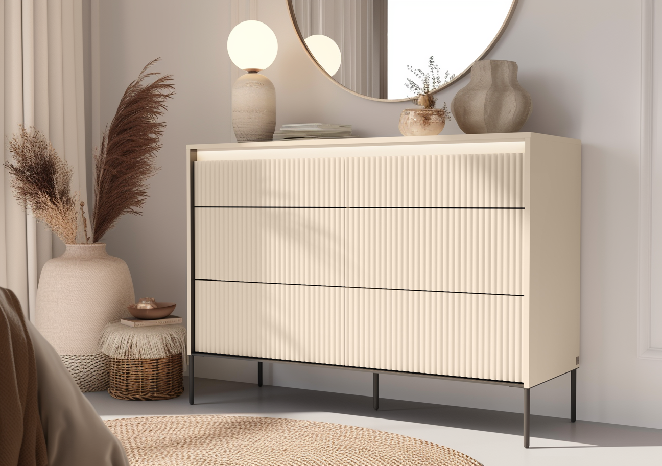 Design-Kommode TS-06 im modernen Schlafzimmer – stilvolle Einrichtungsidee